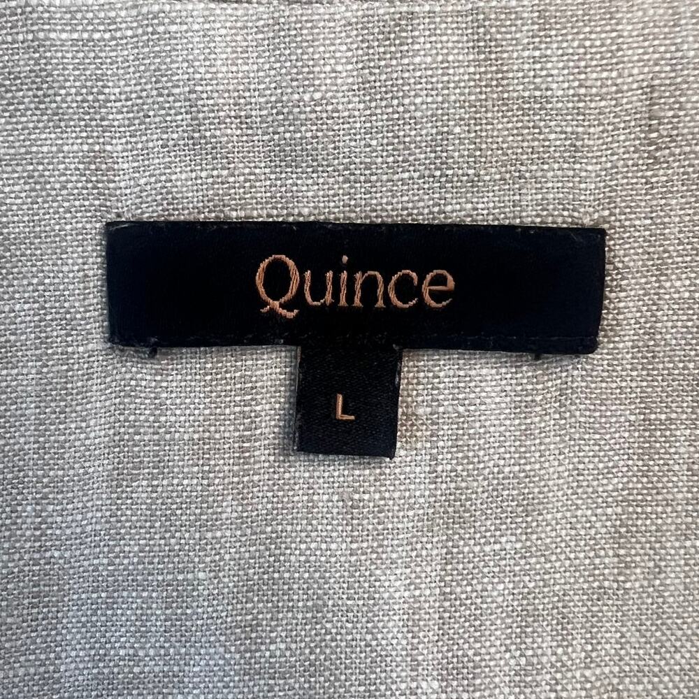 Quince Womens 100% Linen Classic Neutral Tan Button Down Shirt Minimalist Size L - Picture 4 of 14